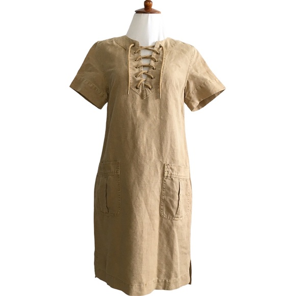 J. Crew Cargo Dress Lace Up V-Neck, Size 0 - Picture 3 of 16